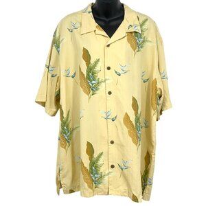 Tommy Bahama Men Size XL Extra Large Aloha Hawaiian Yellow Floral Silk Shirt EUC